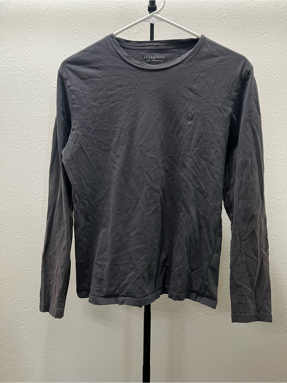 All Saints Men’s Long Sleeve Crew Tee - Charcoal Gray